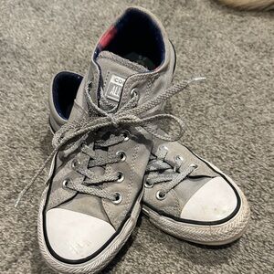 Converse Kids Gray Canvas Low-Top Sneakers with White Toe